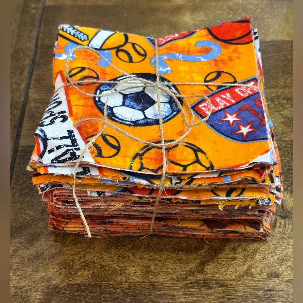Sports Themed Orange Fabric Squares